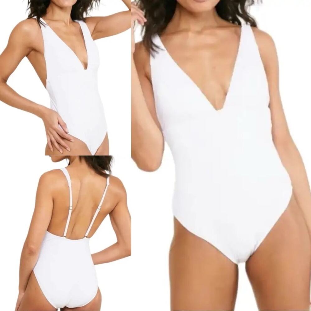 ANDIE Sardinia Ribbed One Piece Swimsuit White XXL Swim 1PC